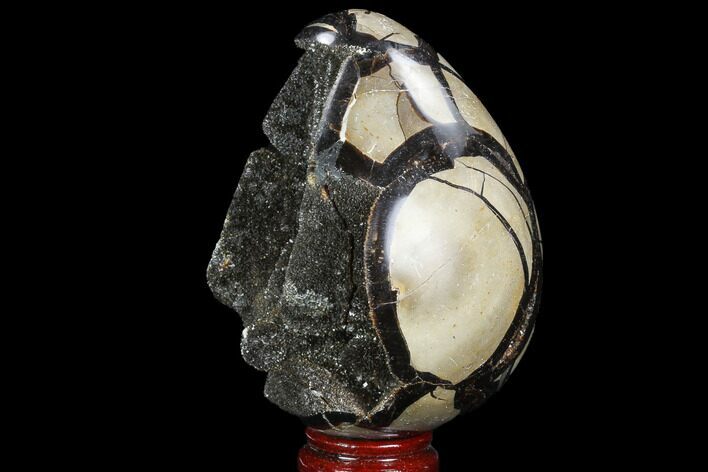 Septarian Dragon Egg Geode - Black Crystals #98856